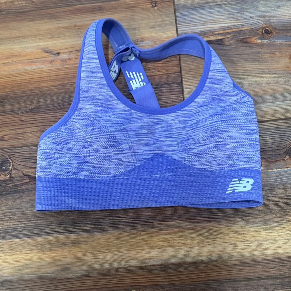 New Balance Women's Heathered Blue Sports Bra